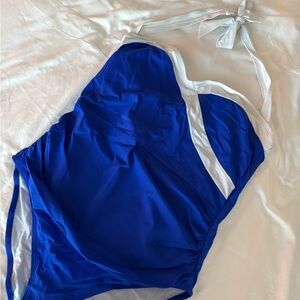 Blue & White One Piece Bathing Suit
